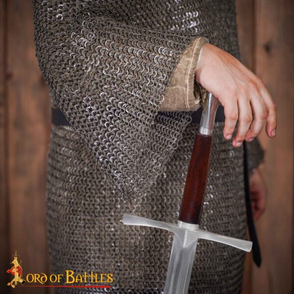 Flat Ring Chainmail Medieval Half Sleeves Shirt Haubergeon, Wedge Riveted, 9 mm 17 gauge, Mild Steel - Image 6