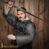 Flat Ring Chainmail Half Haubergeon with Long Sleeves, Riveted and Alternating, ID 9 mm, Mild Steel