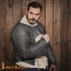 Flat Ring Chainmail Half Haubergeon with Long Sleeves, Riveted and Alternating, ID 9 mm, Mild Steel