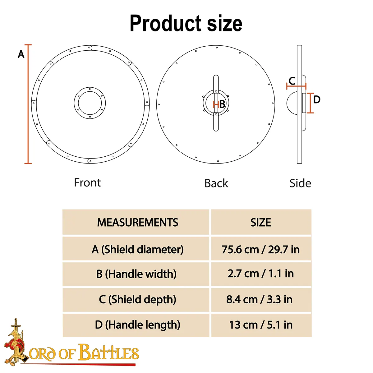 Viking Wooden Dichromatic Combat Shield with Steel Umbo – 30" Handcrafted Norse Round Shield Viking Wooden Dichromatic Combat Shield with Steel Umbo – 30" Handcrafted Norse Round Shield - Image 3