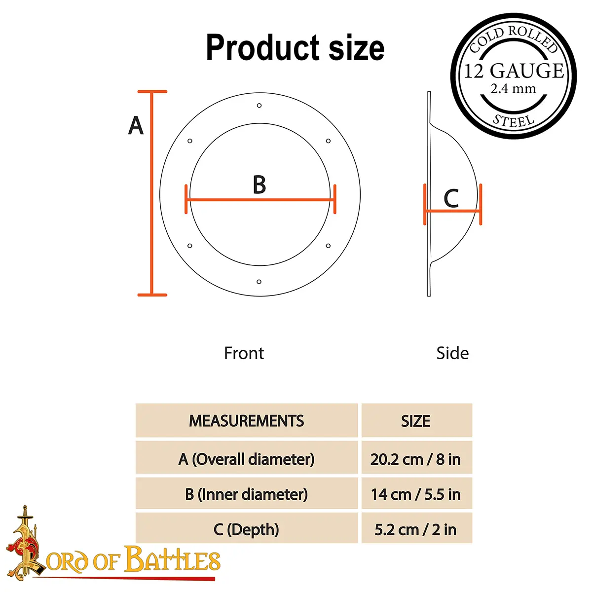 Sturdy Functional Steel Umbo for Viking or Celtic Shields, 12 gauge Sturdy Functional Steel Umbo for Viking or Celtic Shields, 12 gauge - Image 3