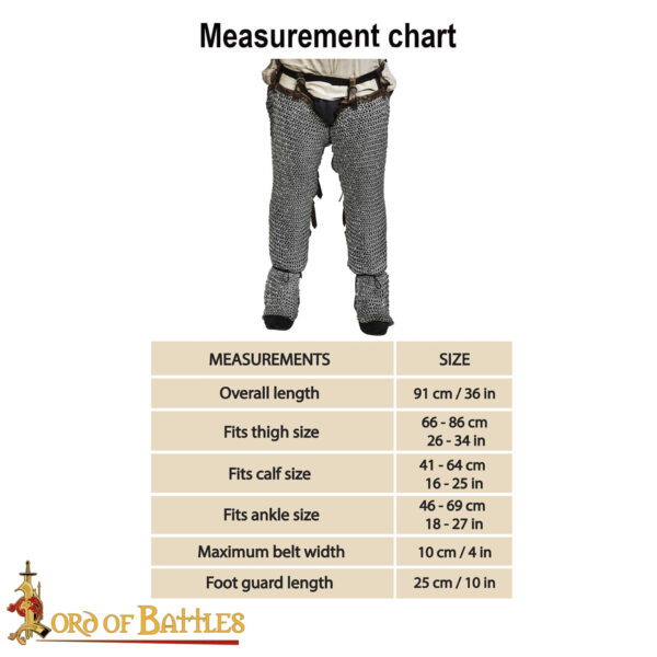 Flat Ring Chainmail Leggings Chausses Hoses, Riveted and Alternating, ID 9 mm, Natural - Image 3