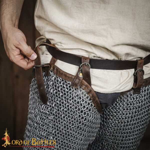 Flat Ring Chainmail Leggings Chausses Hoses, Riveted and Alternating, ID 9 mm, Natural - Image 7