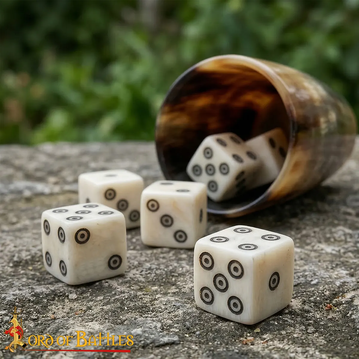 Roman Bone Dice - Tesserae Dice with Spiral Pips Roman Bone Dice - Tesserae Dice with Spiral Pips