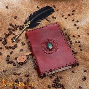 Medieval Journal with Stone Handcrafted Genuine Leather Diary Notes