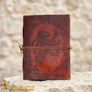 Leather Bound Journal Rampant Lion with Handmade Paper