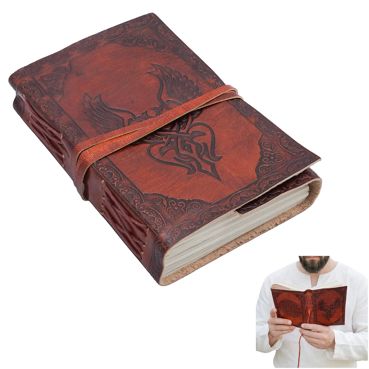 Medieval Journal with Celtic Winged Heart Handcrafted Genuine Leather Diary Notes Medieval Journal with Celtic Winged Heart Handcrafted Genuine Leather Diary Notes - Image 4
