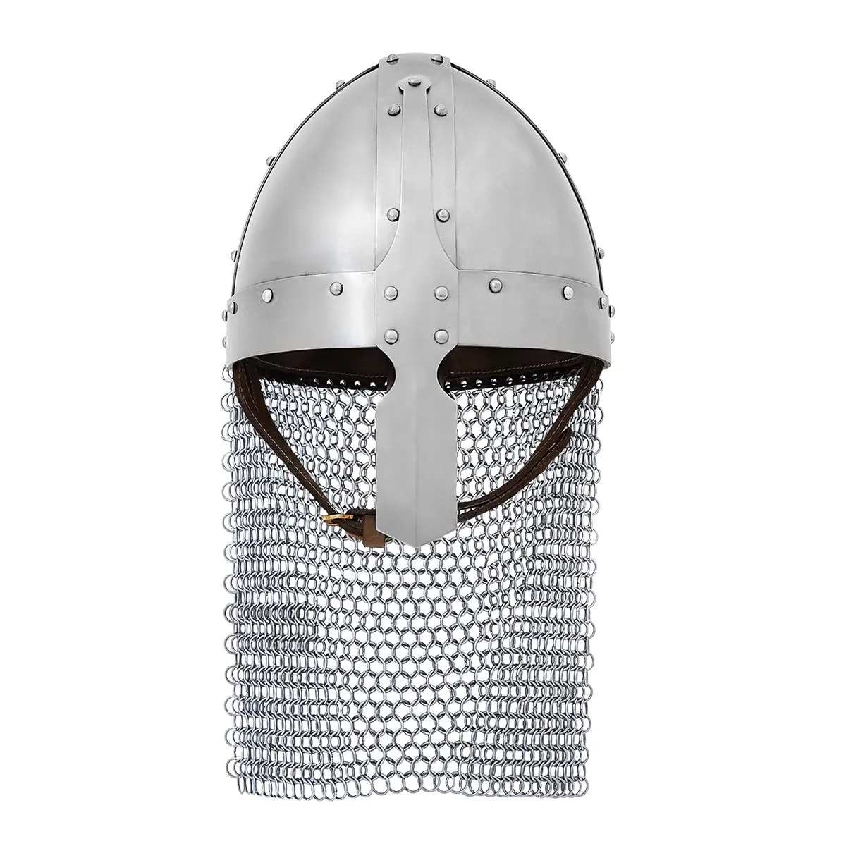 Medieval Norman Nasal Steel Helmet with Butted Chainmail Camail 16 gauge Medieval Norman Nasal Steel Helmet with Butted Chainmail Camail 16 gauge - Image 6