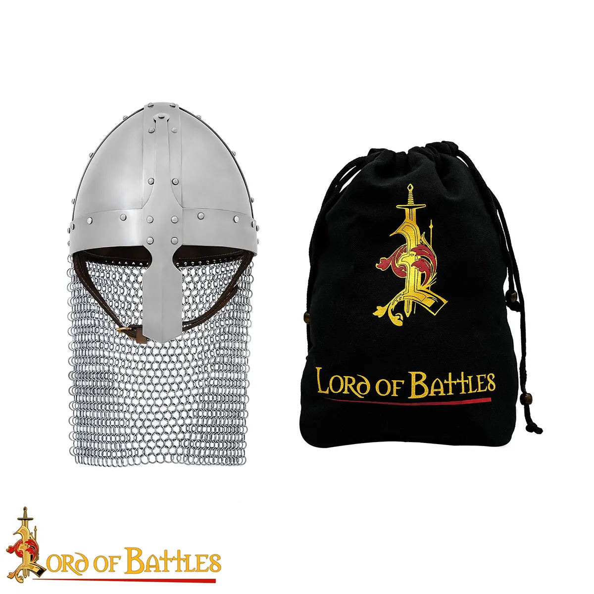 Medieval Norman Nasal Steel Helmet with Butted Chainmail Camail 16 gauge Medieval Norman Nasal Steel Helmet with Butted Chainmail Camail 16 gauge - Image 4