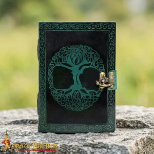 Tree of Life Medieval Leather Journal with Brass Lock