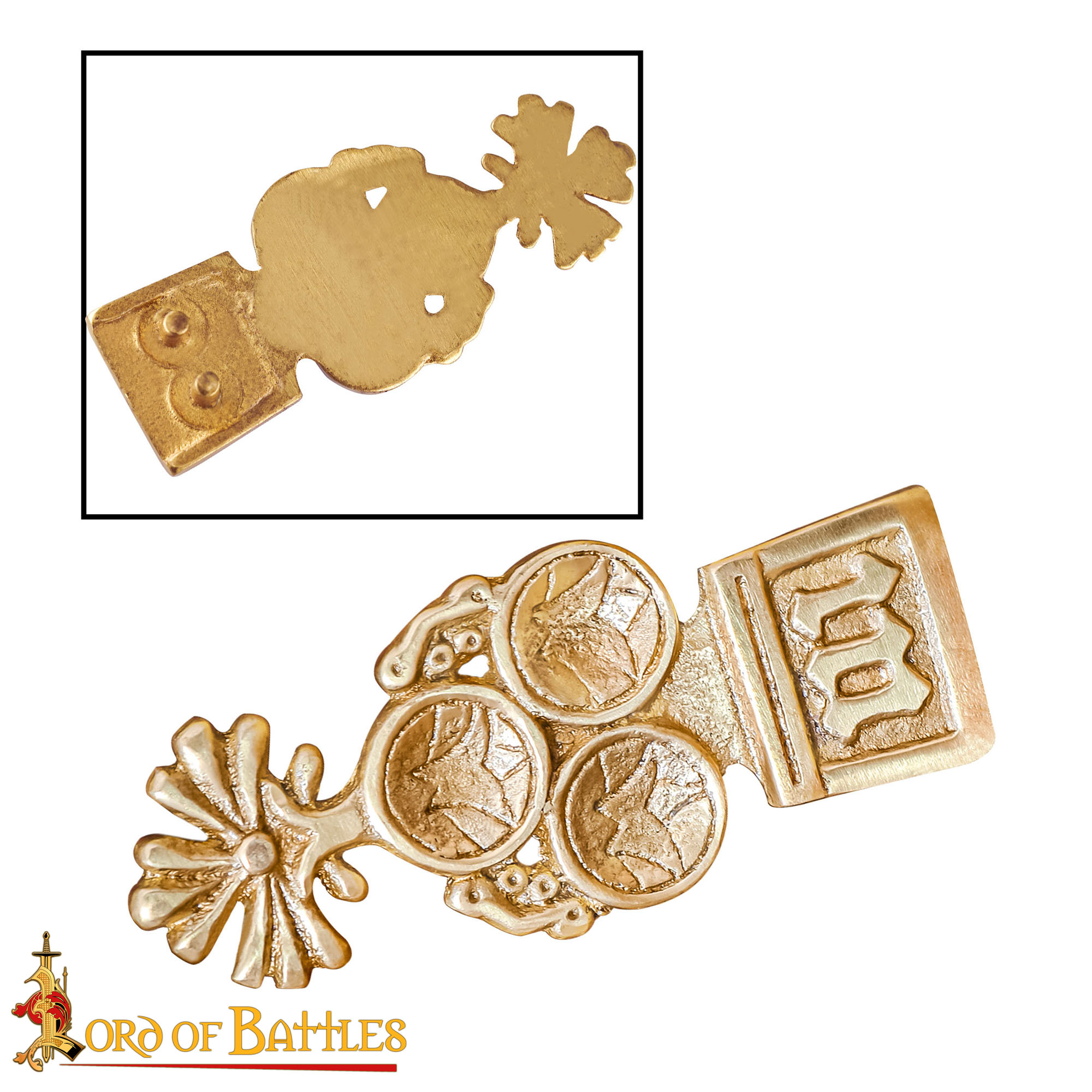 Medieval Trefoil Pure Solid Brass Belt End Chape Fully Functional Accessory Medieval Trefoil Pure Solid Brass Belt End Chape Fully Functional Accessory - Image 5