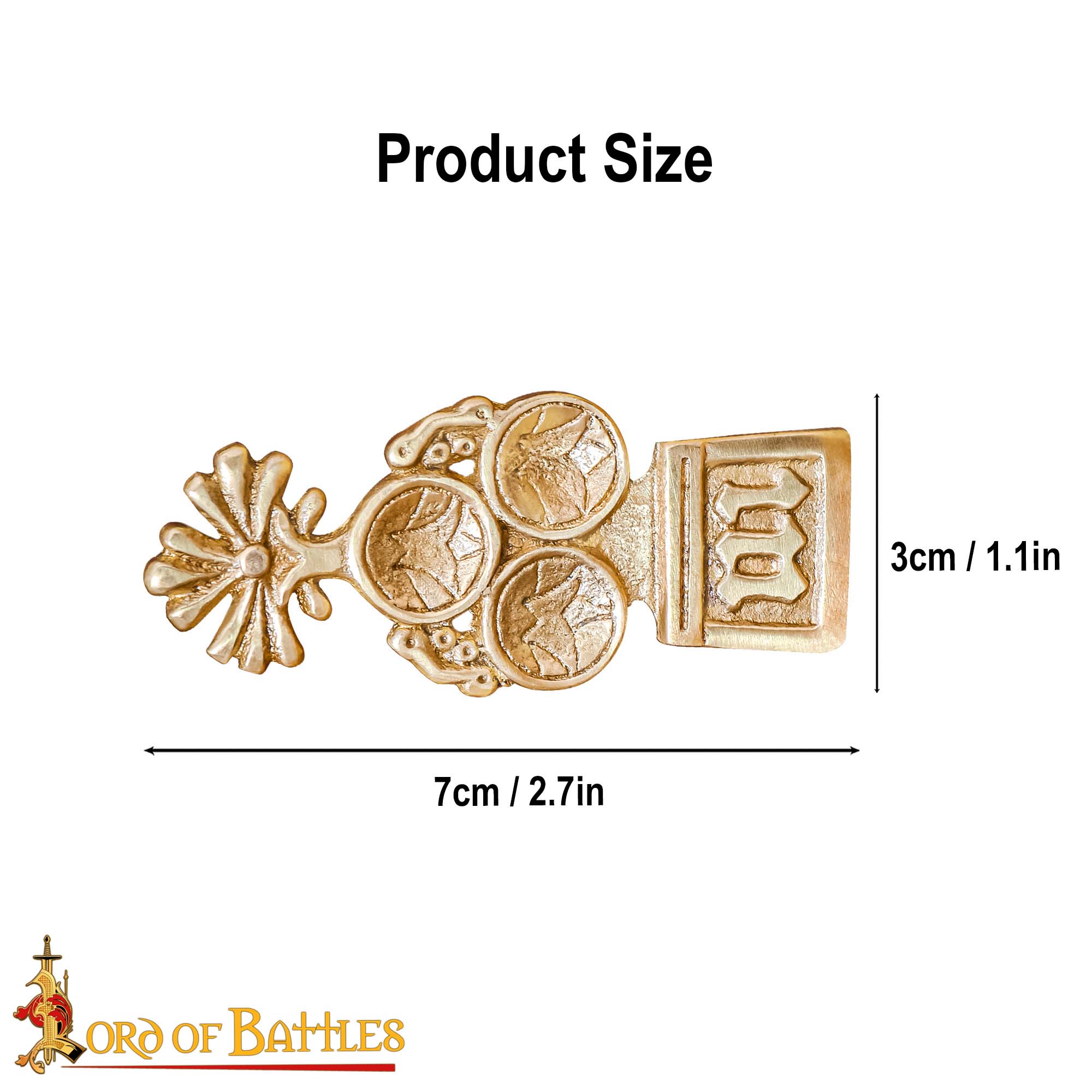 Medieval Trefoil Pure Solid Brass Belt End Chape Fully Functional Accessory Medieval Trefoil Pure Solid Brass Belt End Chape Fully Functional Accessory - Image 3