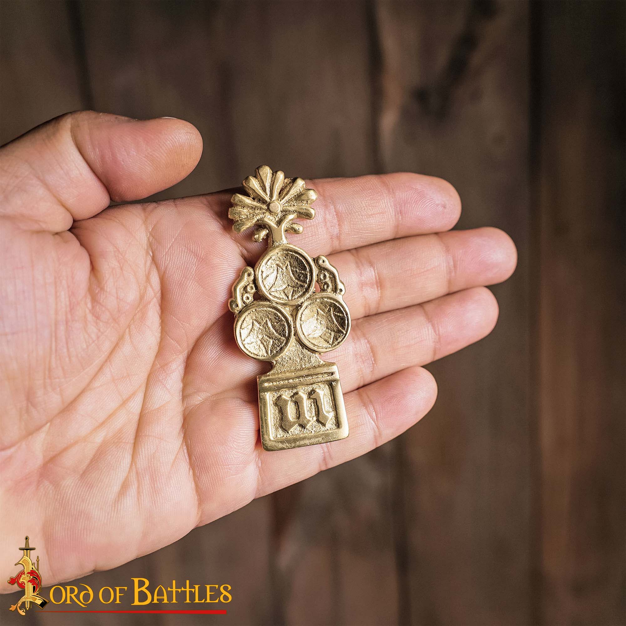 Medieval Trefoil Pure Solid Brass Belt End Chape Fully Functional Accessory Medieval Trefoil Pure Solid Brass Belt End Chape Fully Functional Accessory - Image 2