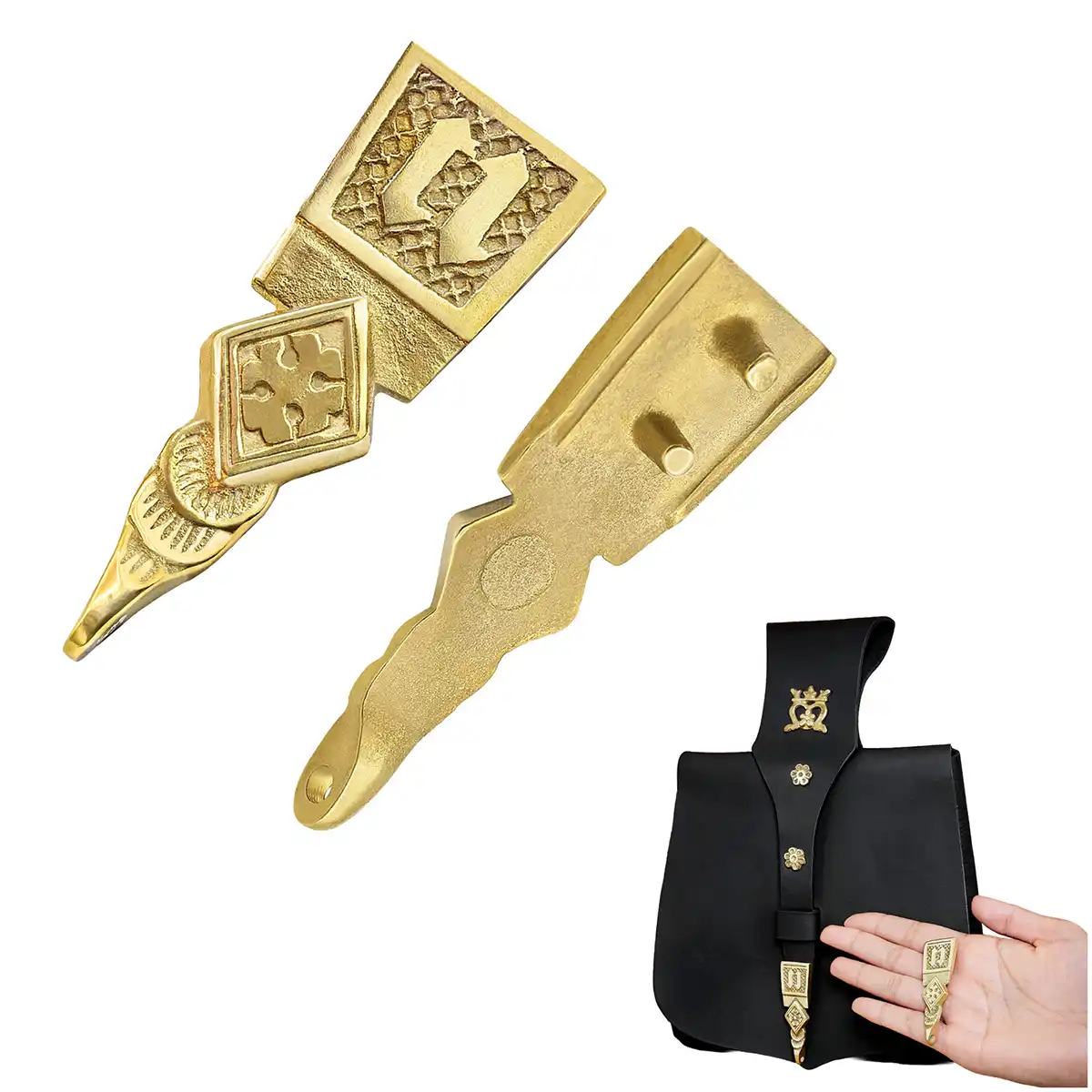 Intricate Medieval Pure Solid Brass Belt End Chape Functional Accessory Intricate Medieval Pure Solid Brass Belt End Chape Functional Accessory - Image 4