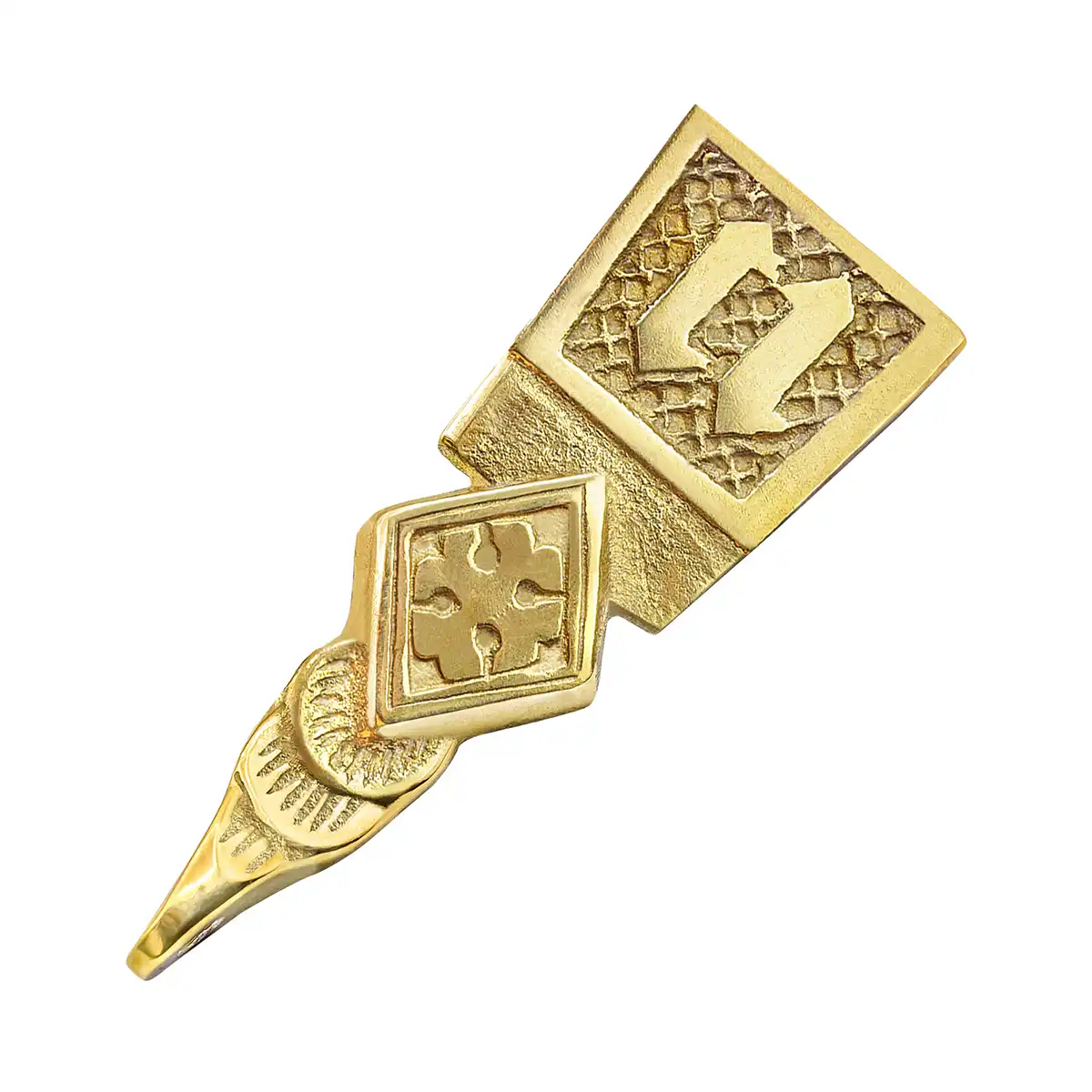 Intricate Medieval Pure Solid Brass Belt End Chape Functional Accessory Intricate Medieval Pure Solid Brass Belt End Chape Functional Accessory - Image 5