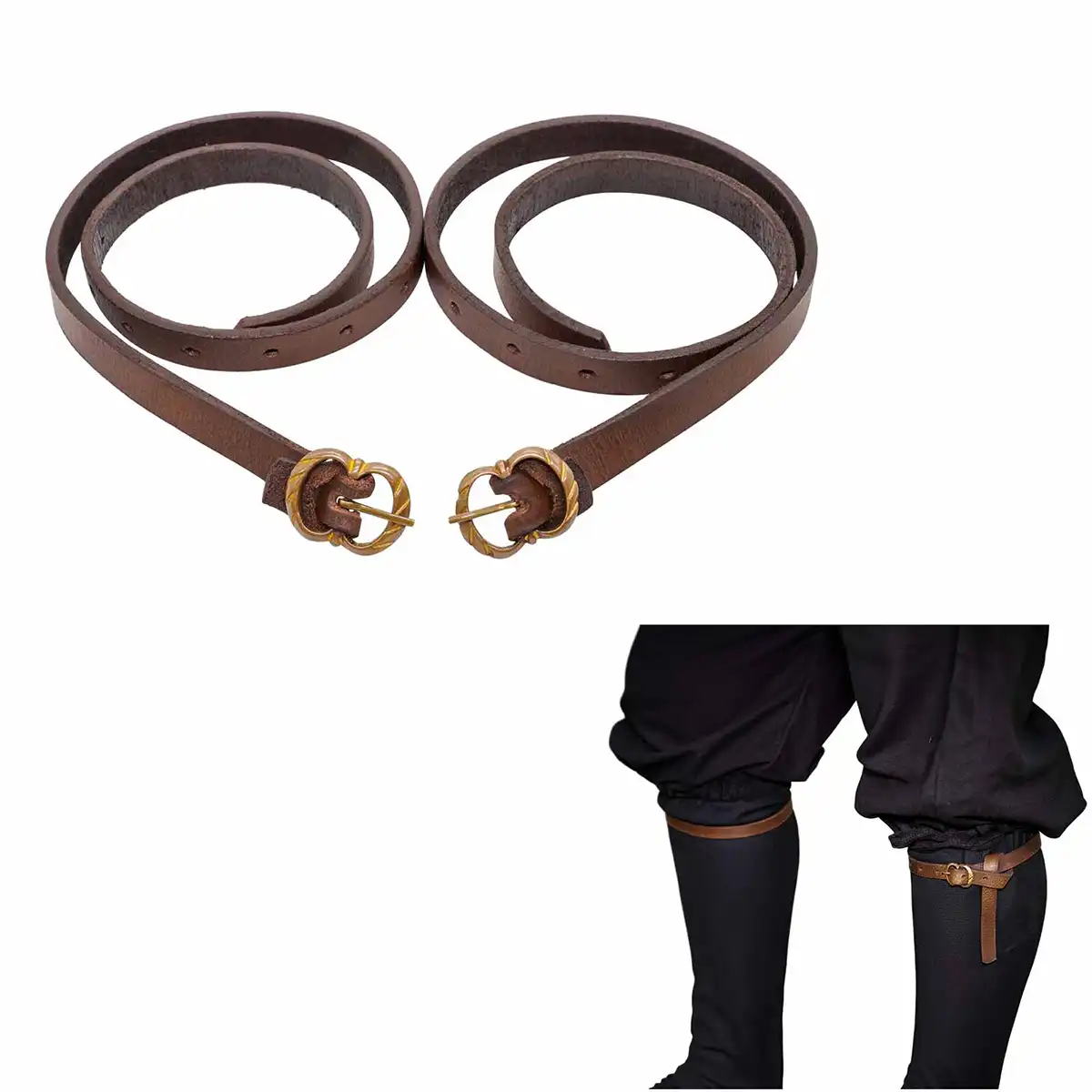 Medieval Leather Garter with Brass Buckle Medieval Leather Garter with Brass Buckle - Image 4