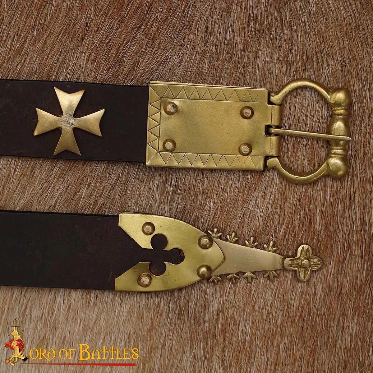 Medieval Leather Belt with Pure Brass Details Medieval Leather Belt with Pure Brass Details - Image 6