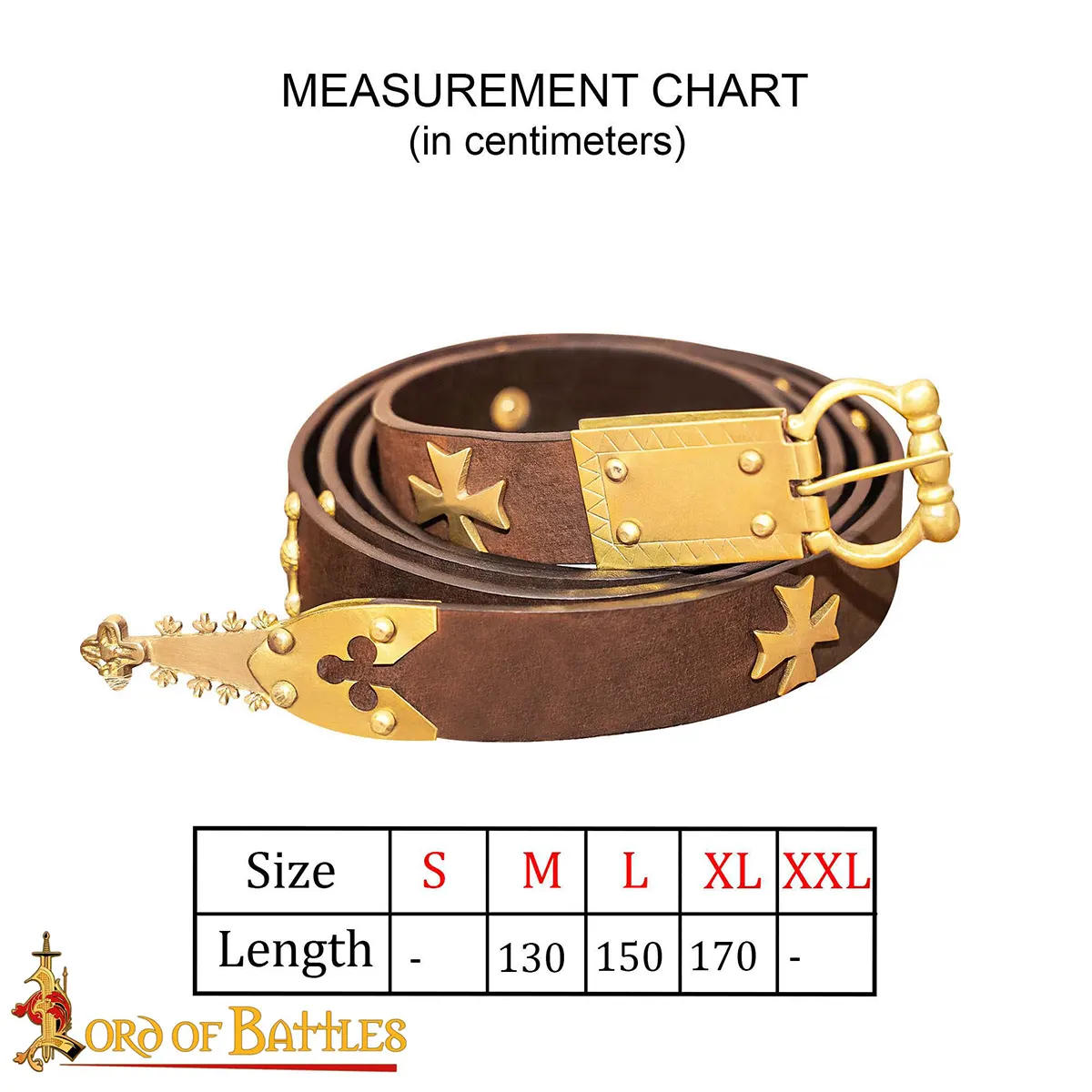 Medieval Leather Belt with Pure Brass Details Medieval Leather Belt with Pure Brass Details - Image 3