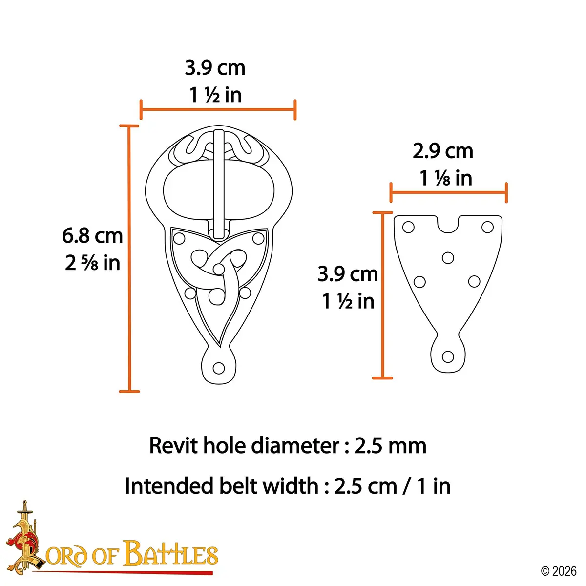 Viking Belt Buckle with Backplate Celtic Knotwork Pure Brass Viking Belt Buckle with Backplate Celtic Knotwork Pure Brass - Image 3