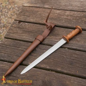 Medieval Rondell Dagger With Genuine Leather Scabbard