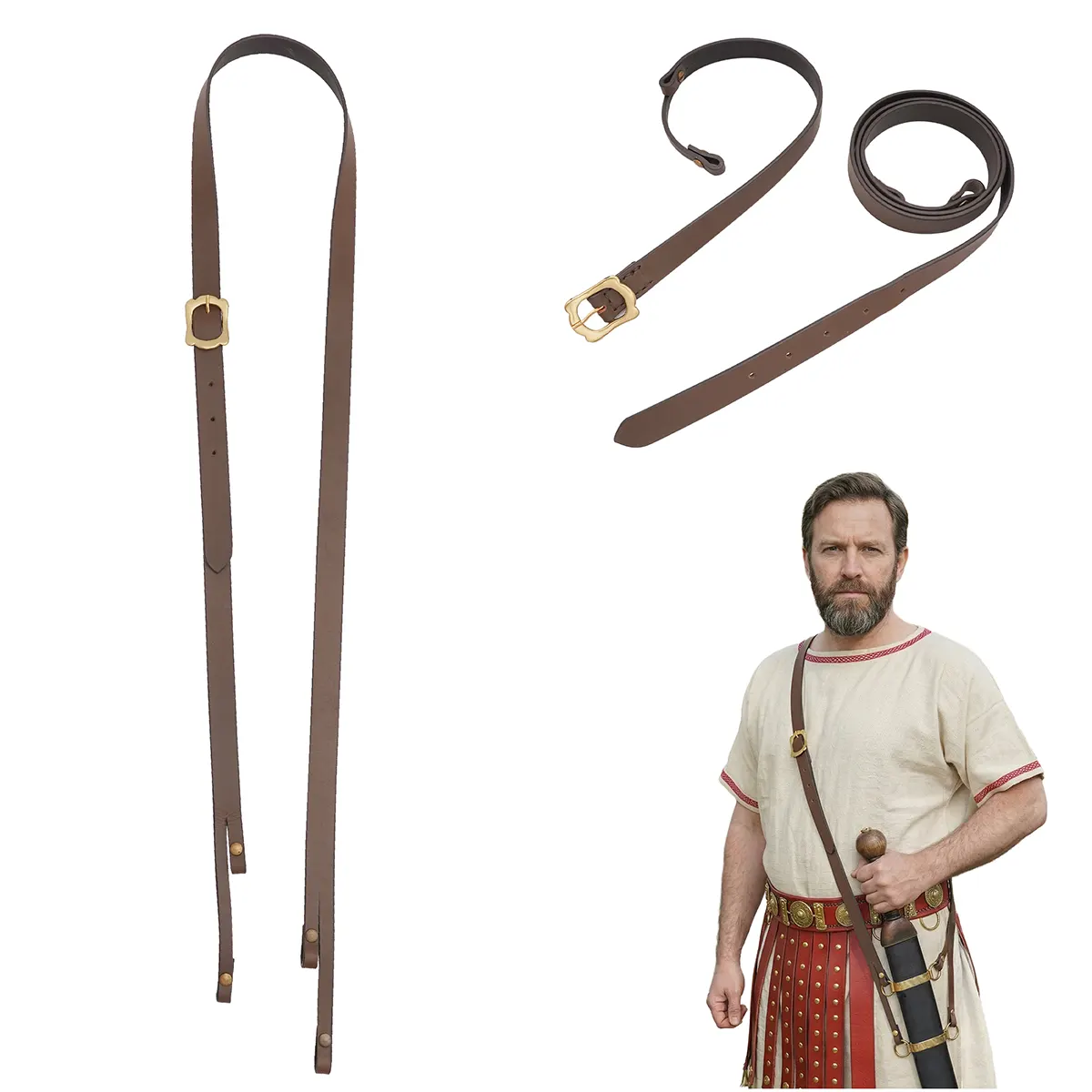 Roman Legionary Leather Baldric - Genuine Leather Sword Carrier Leather Baldric