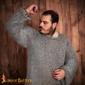 Round Ring Chainmail Hauberk Shirt, Riveted, 10 mm 16 gauge, Aluminium