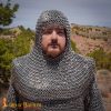 Chainmail Coif Aluminium Round Rings Dome Riveted, Alternating Flat Rings, 10 mm 16gauge, Natural