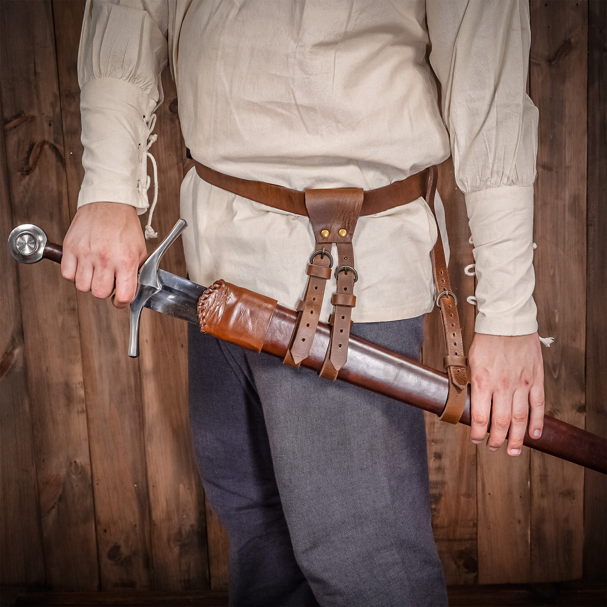 ✨ Medieval Sword Hanging Leather Belts Set of Three - Medieval