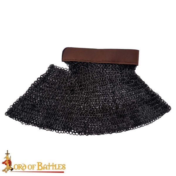 Round Ring Chainmail Aventail, Riveted and Alternating, ID 9 mm, Black