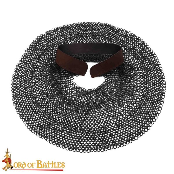Round Ring Chainmail Aventail, Riveted and Alternating, ID 9 mm, Black - Image 2