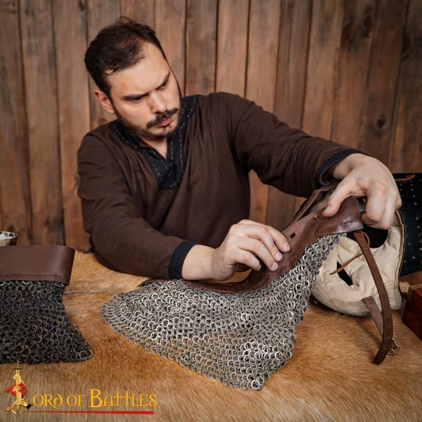 Flat Ring Medieval Chainmail Aventail, Riveted and Alternating, ID 9 mm, Mild Steel - Image 4