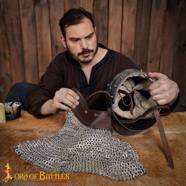 Flat Ring Medieval Chainmail Aventail, Riveted and Alternating, ID 9 mm, Mild Steel - Image 5