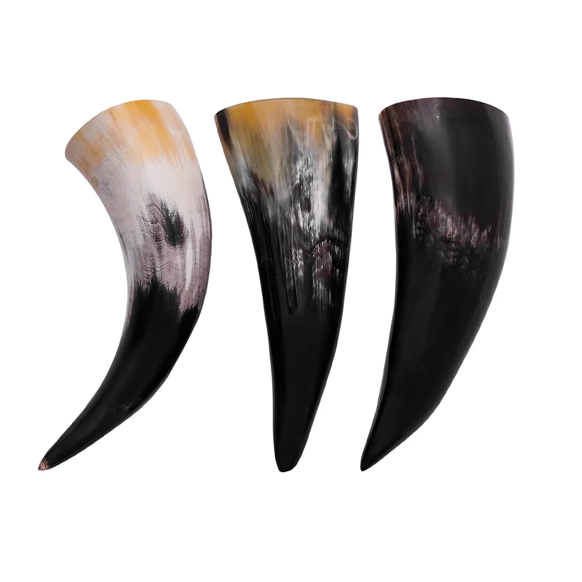 Viking Horn Drink Set of 3 - Natural Ox Horn Cups - Image 5