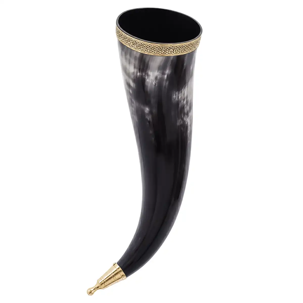 Medieval Viking Drinking Horn with Pure Brass Fittings Genuine Ox Horn Medieval Viking Drinking Horn with Pure Brass Fittings Genuine Ox Horn - Image 5