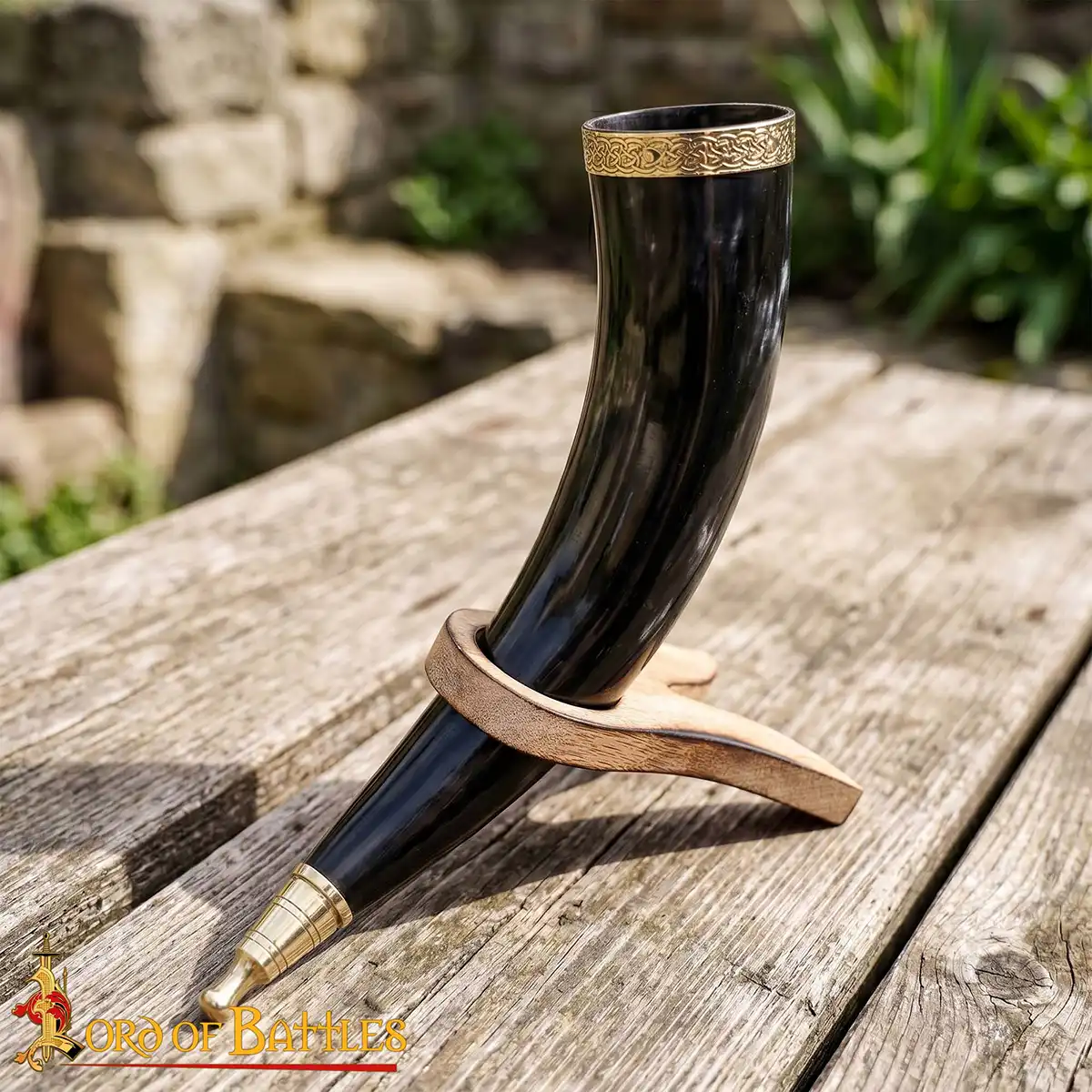 Medieval Viking Drinking Horn with Pure Brass Fittings Genuine Ox Horn Medieval Viking Drinking Horn with Pure Brass Fittings Genuine Ox Horn - Image 8
