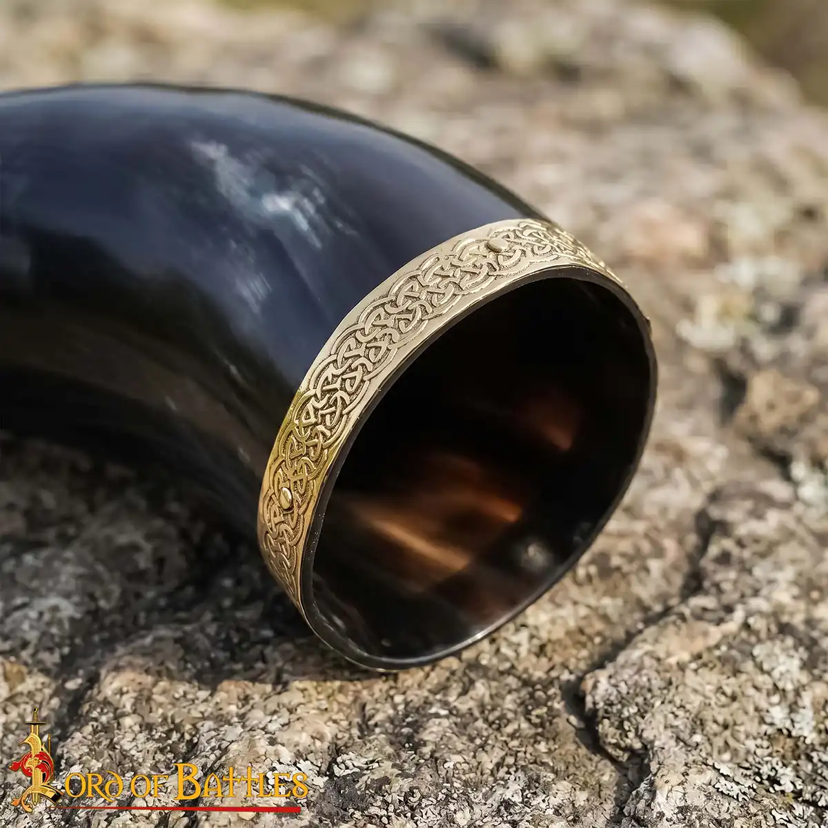 Medieval Viking Drinking Horn with Pure Brass Fittings Genuine Ox Horn Medieval Viking Drinking Horn with Pure Brass Fittings Genuine Ox Horn - Image 7