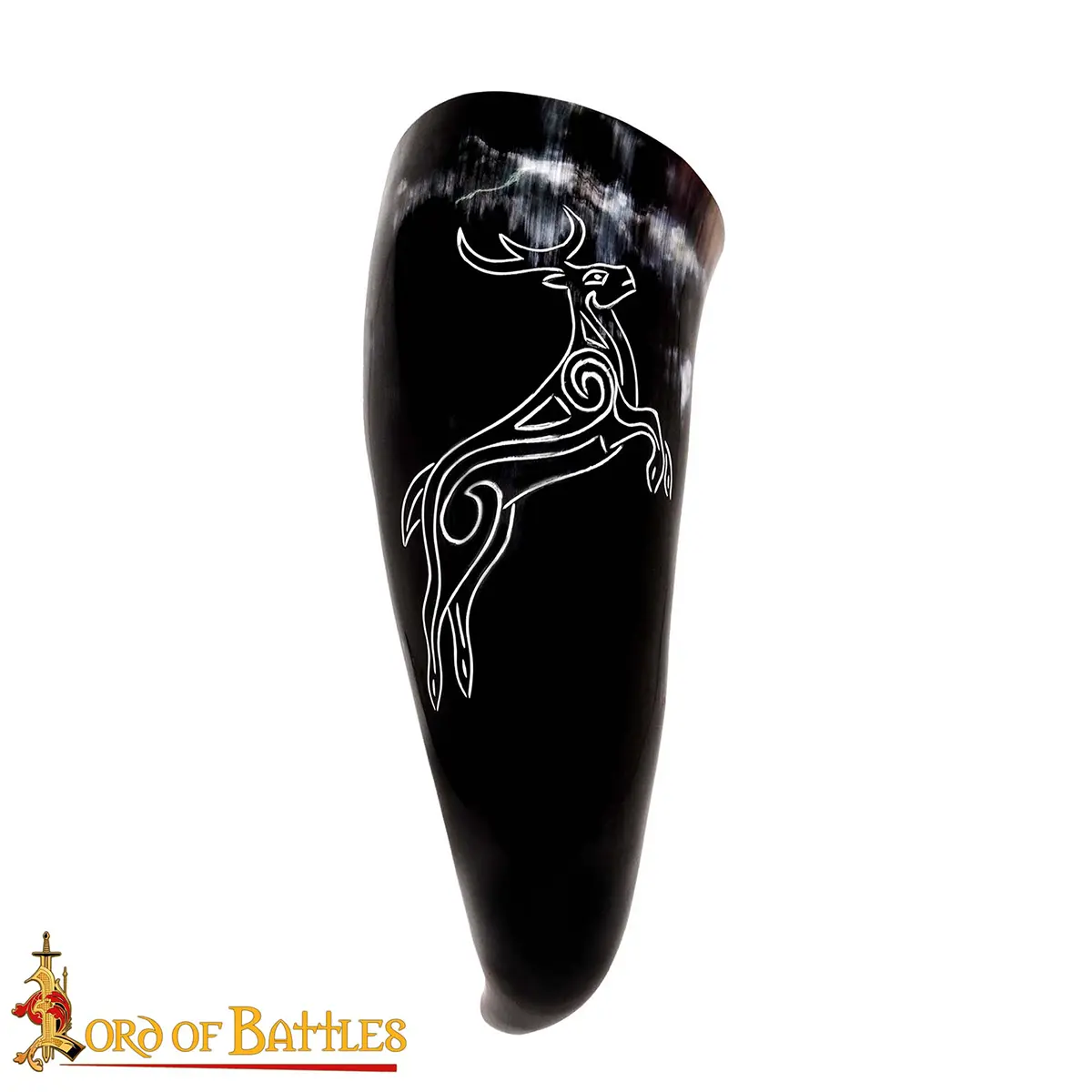 Roebuck Drinking Horn Engraved Handcrafted Genuine Ox Horn Roebuck Drinking Horn Engraved Handcrafted Genuine Ox Horn - Image 4