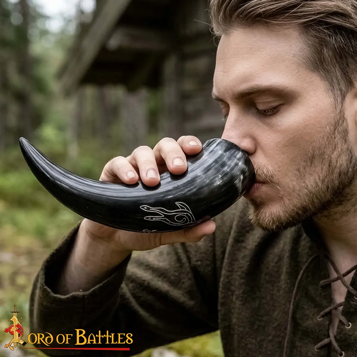 Roebuck Drinking Horn Engraved Handcrafted Genuine Ox Horn Roebuck Drinking Horn Engraved Handcrafted Genuine Ox Horn - Image 6