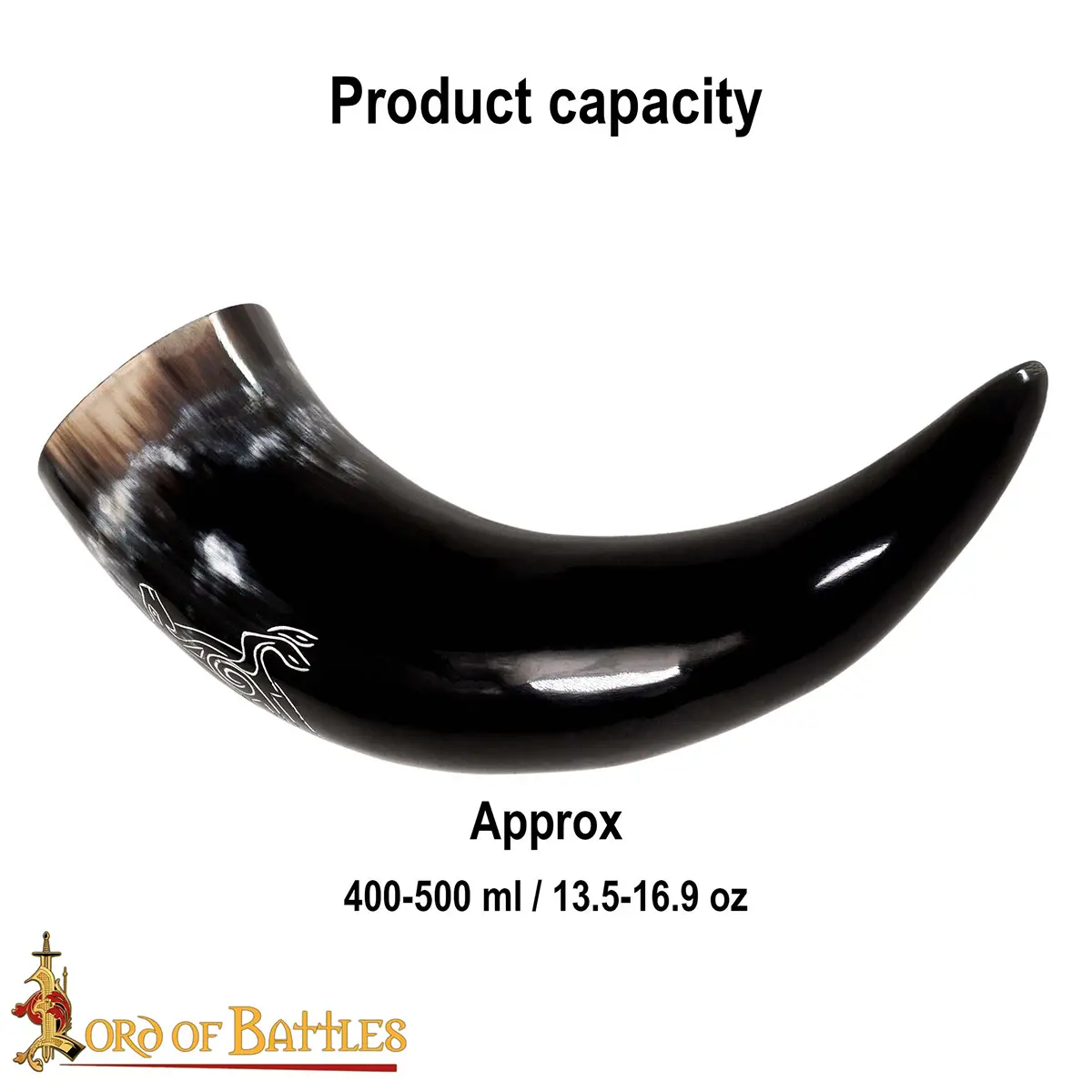 Roebuck Drinking Horn Engraved Handcrafted Genuine Ox Horn Roebuck Drinking Horn Engraved Handcrafted Genuine Ox Horn - Image 3