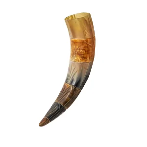 Medieval Viking Drinking Horn with Engraved Designs Handcrafted Genuine Ox Horn