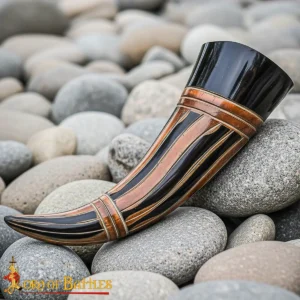 Ox Drinking Horn with Honeycomb Engraving