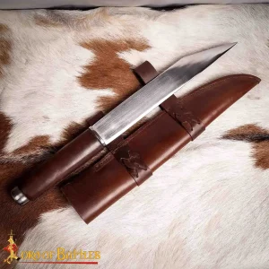 Medieval Seax Dagger Hand-Forged Carbon Steel with Leather Sheath