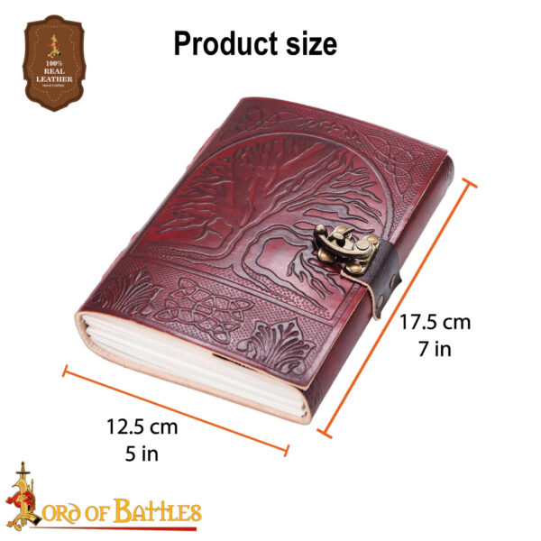 Tree of Life Genuine Leather Journal with Antique Brass Lock Diary Notes - Image 3