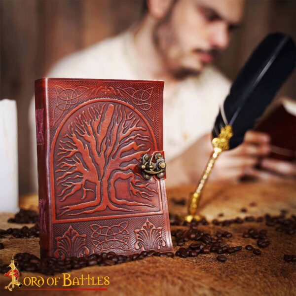 Tree of Life Genuine Leather Journal with Antique Brass Lock Diary Notes - Image 5