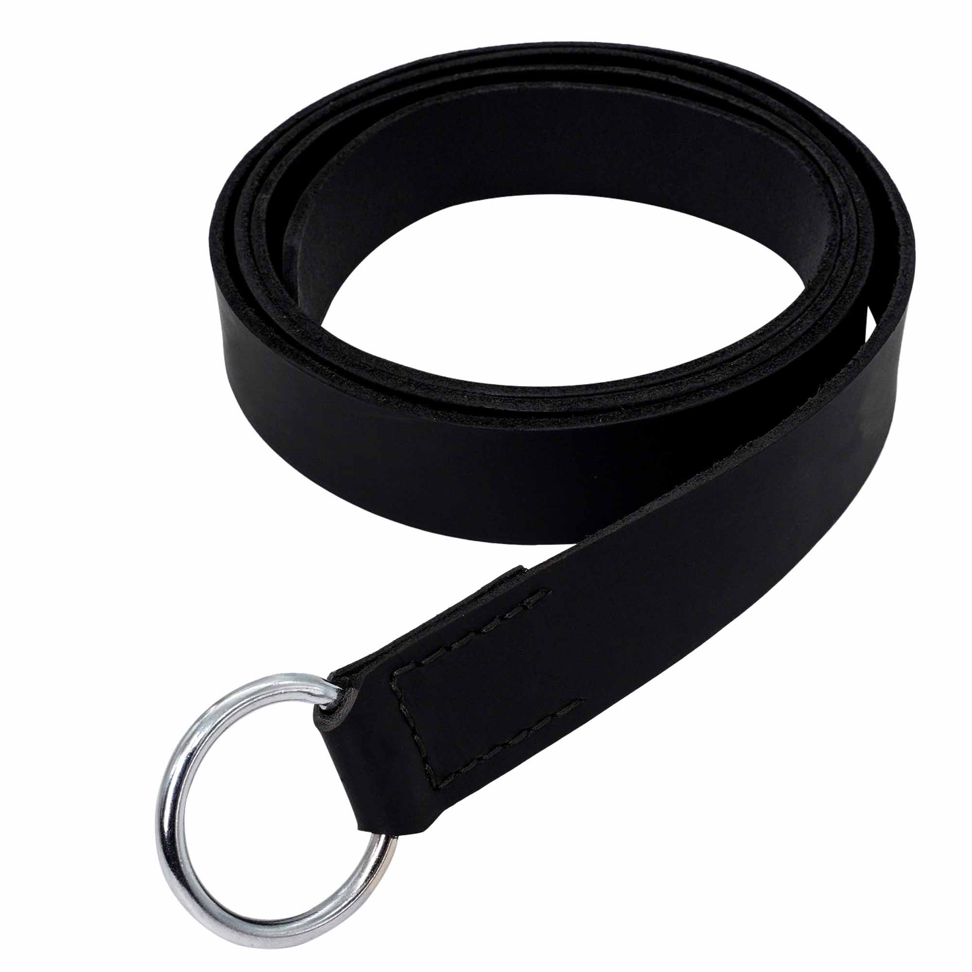 Medieval Leather Belt with Lustrous Steel Ring Buckle - Image 5