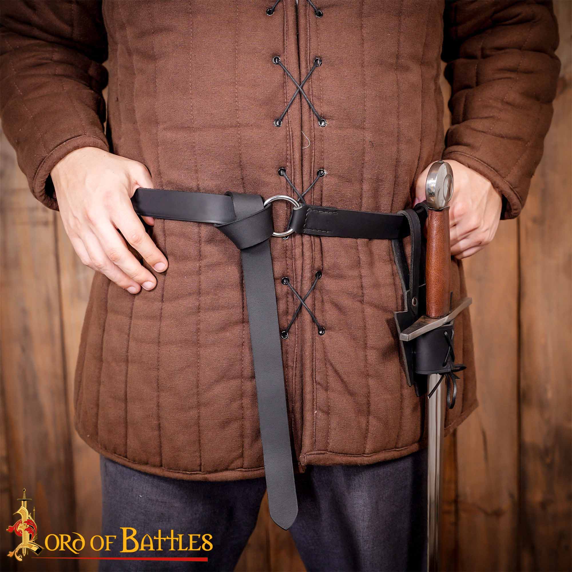 Medieval Leather Belt with Lustrous Steel Ring Buckle - Image 2