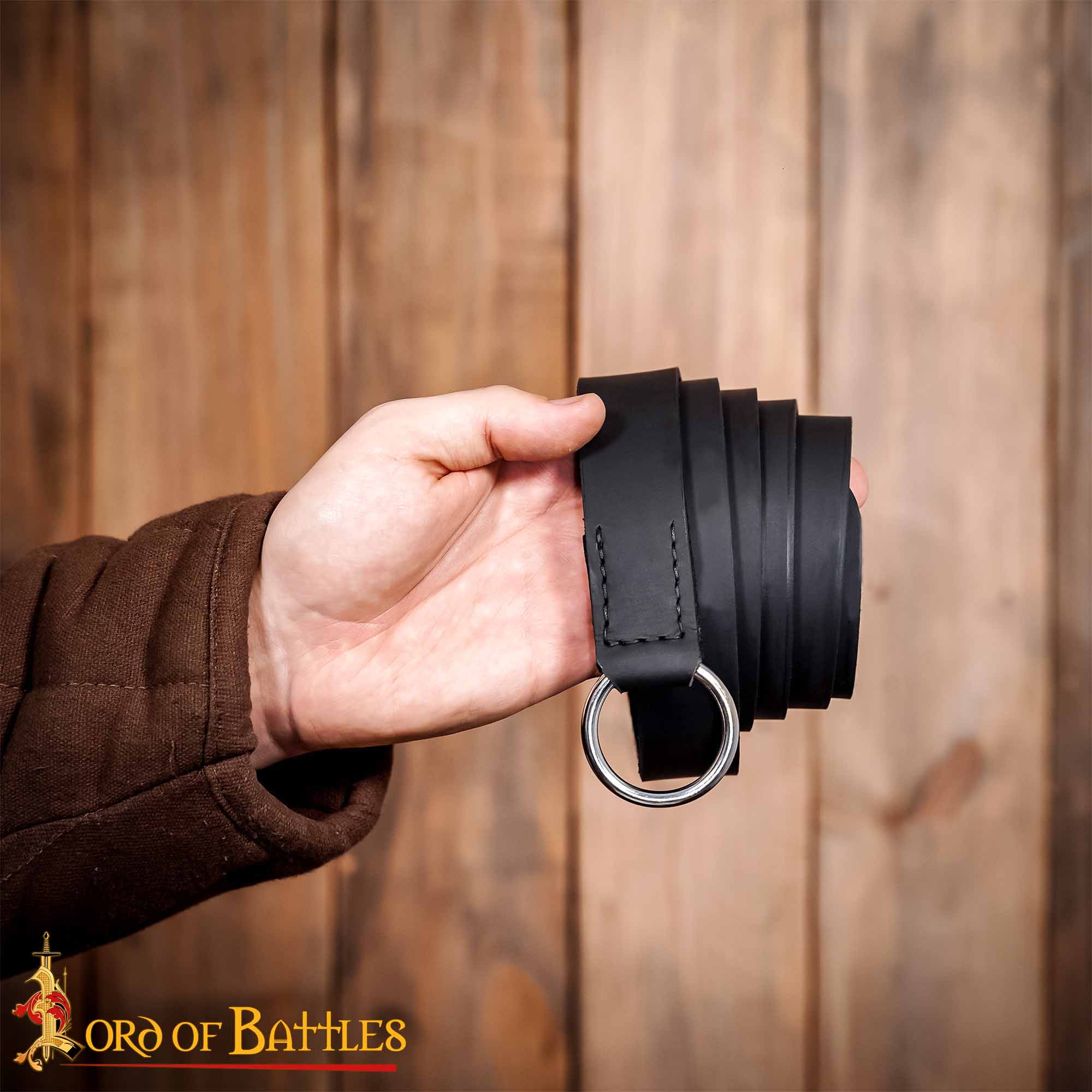 Medieval Leather Belt with Lustrous Steel Ring Buckle - Image 7