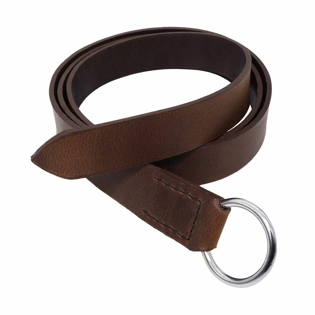 Medieval Leather Belt with Lustrous Steel Ring Buckle - Image 4