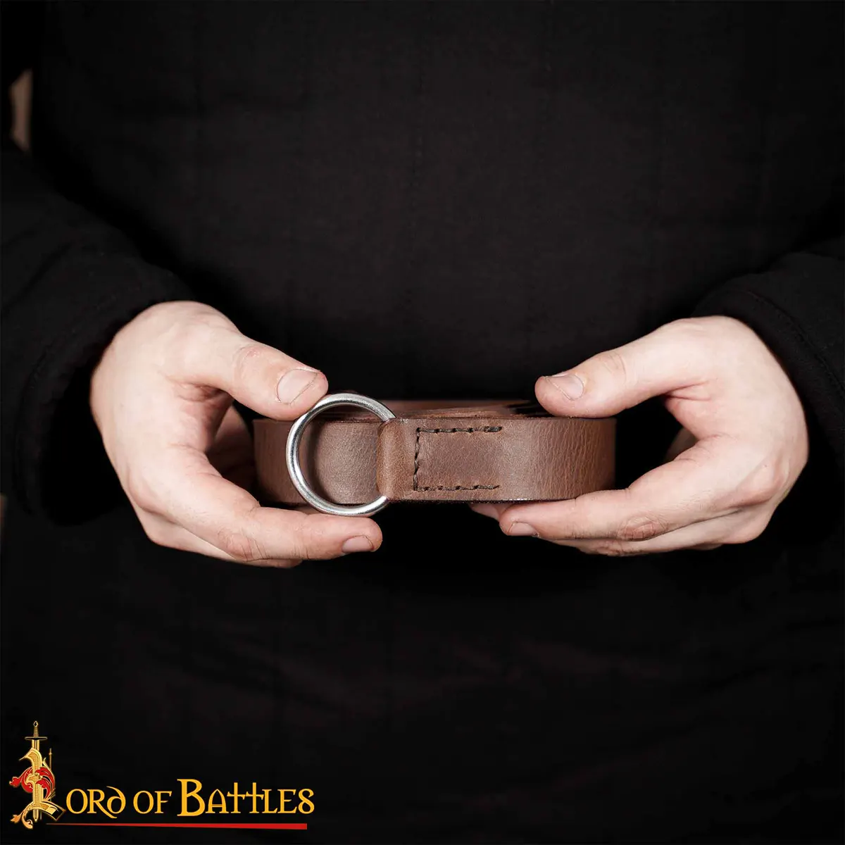 Medieval Leather Belt with Lustrous Steel Ring Buckle - Image 8