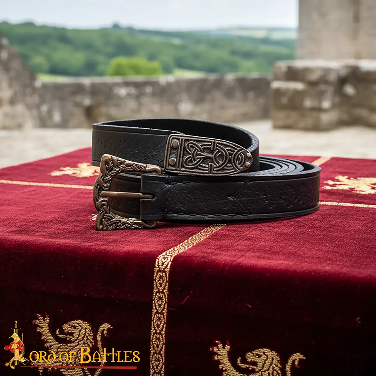 Ornate Birka Viking Leather Belt with Antique Brass Ornate Birka Viking Leather Belt with Antique Brass - Image 6